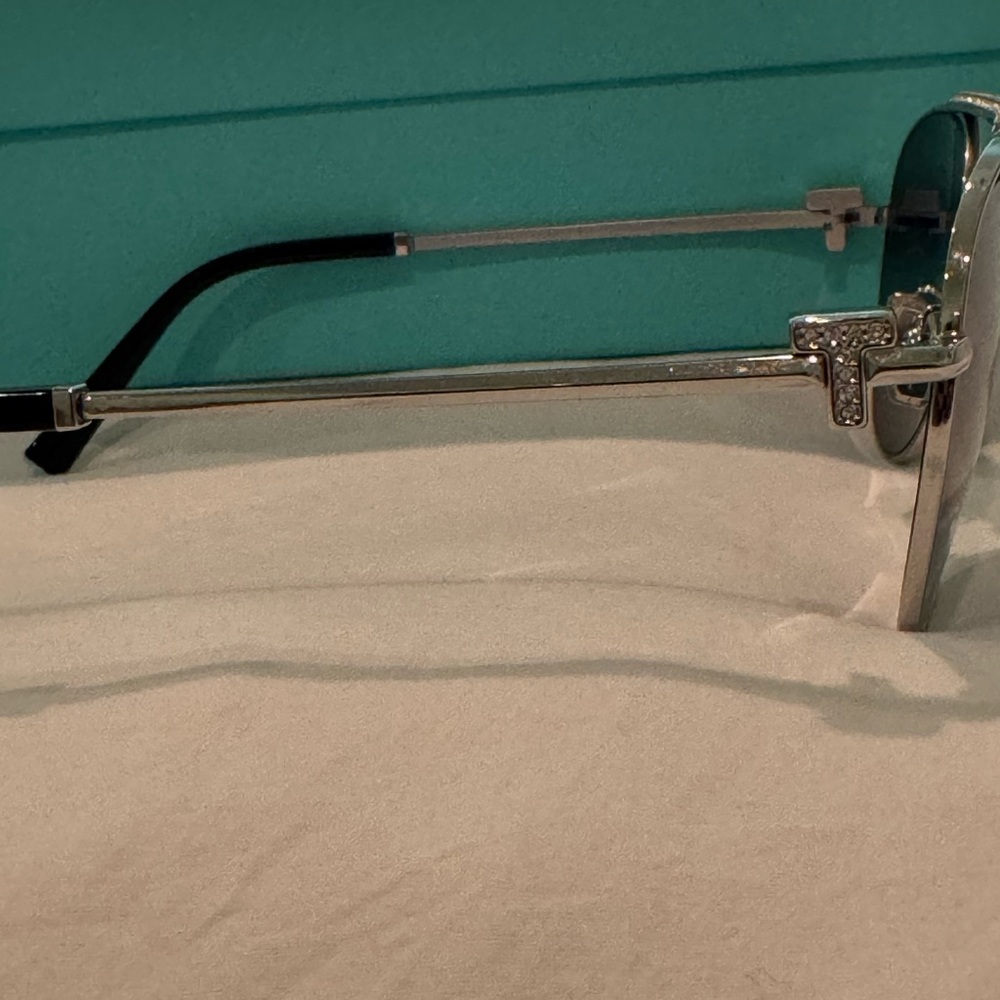 Tiffany & Co. “T” Silver and Black Aviator Sunglasses